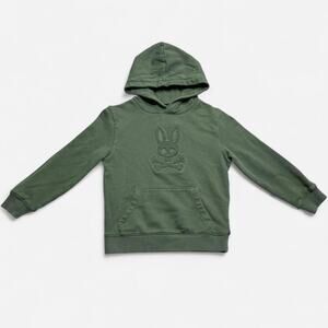 Psycho Bunny Kids Sage Green Pullover Hoodie Embroidered Logo 5-6 Years